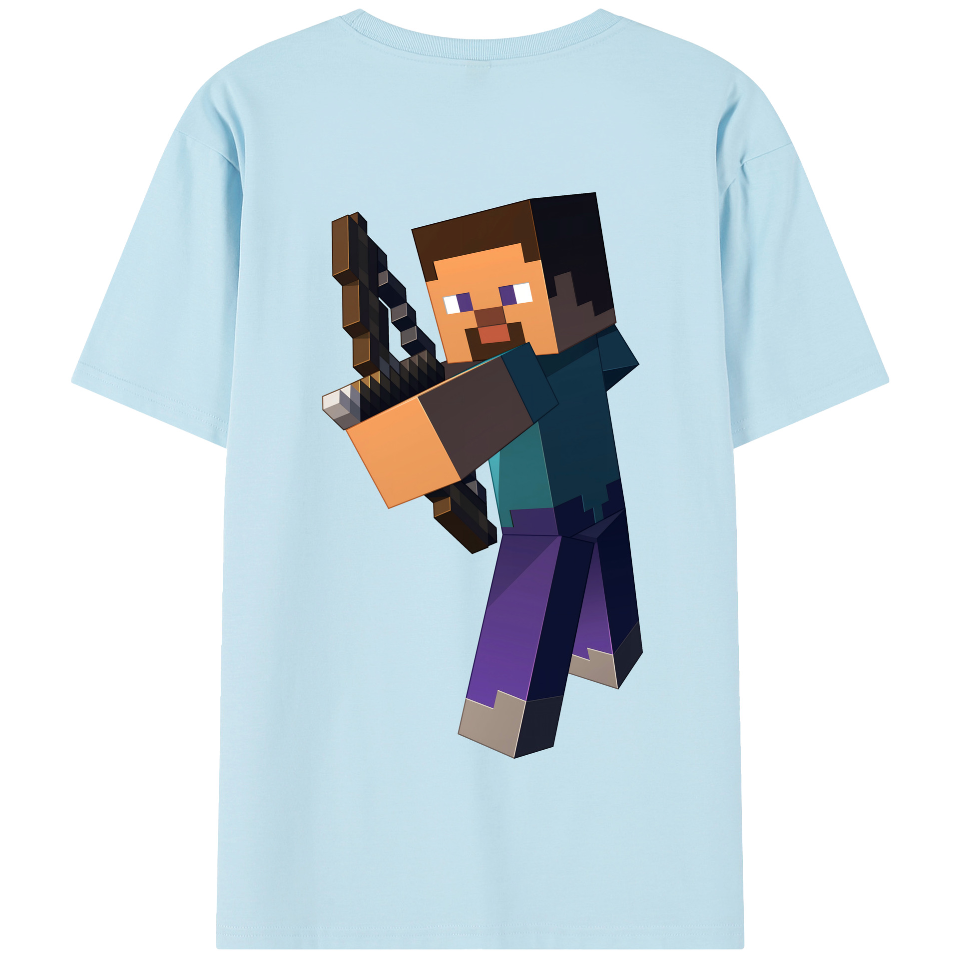 （画像用） マインクラフト ブロックの世界 Minecraft MC Block world 綿100％半袖Tシャツ（背面プリント）